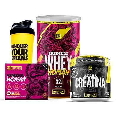 Whey Woman + Creatina + Kimera: Seu Kit Iridium Labs