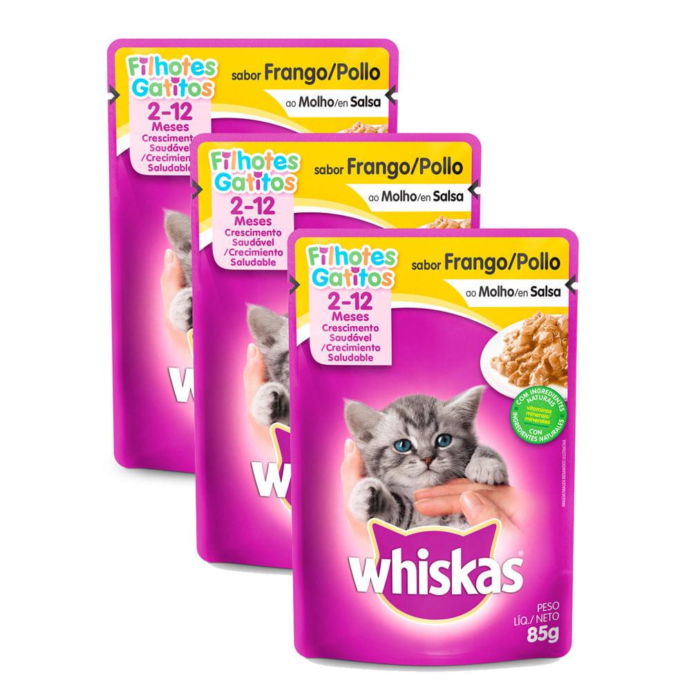 Whiskas Filhote: Kit 3 Sachês Frango - Nutrição Completa!