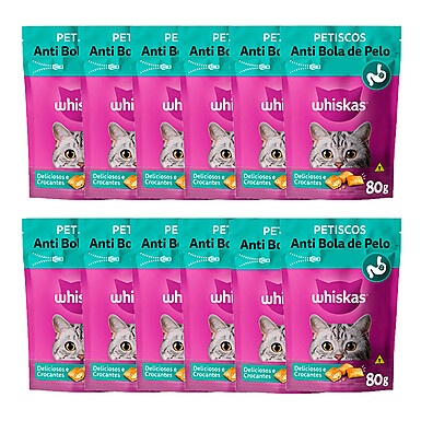 Whiskas Temptations Anti-Bola de Pelo: 12 Petiscos Irresistíveis!
