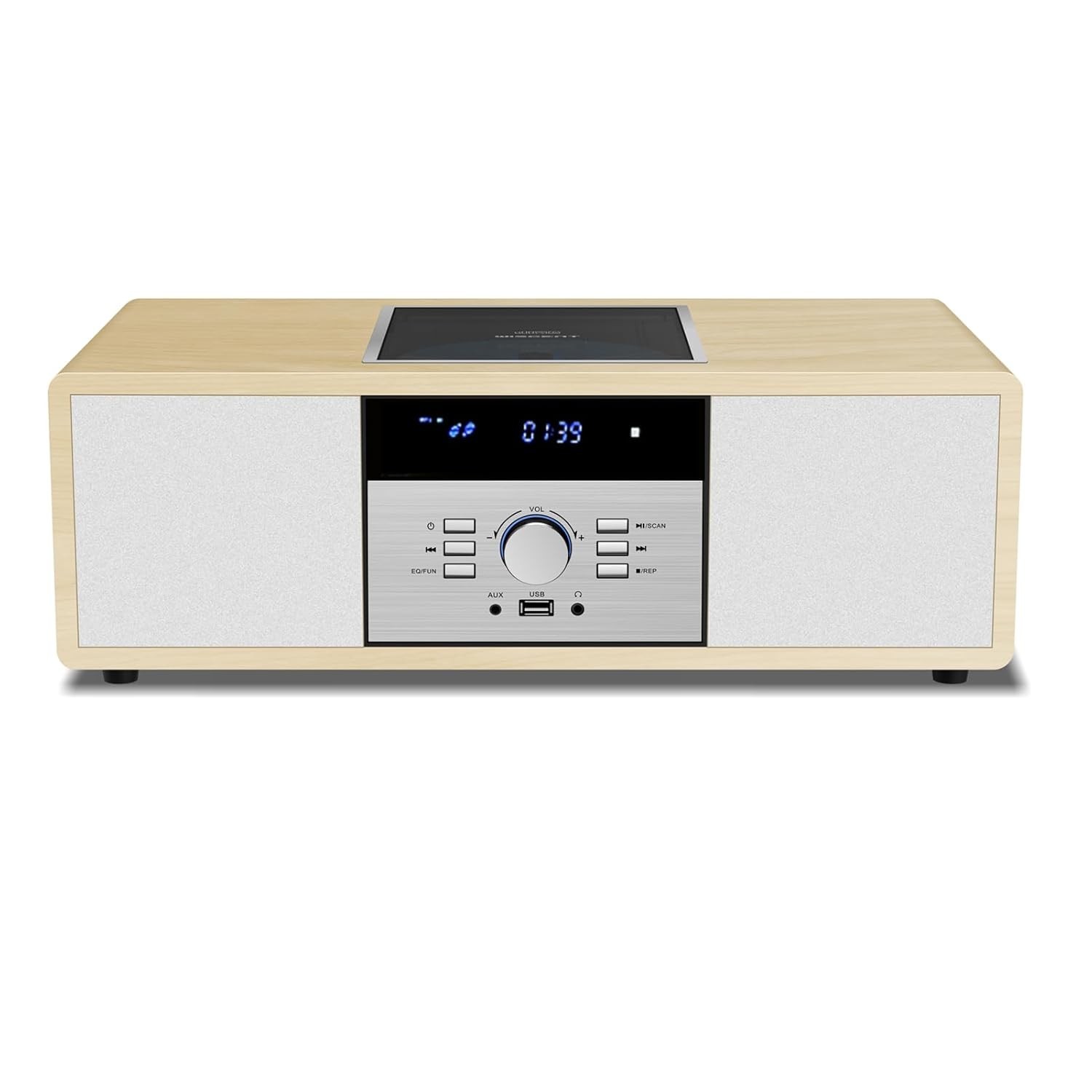 Sistema de Som Vintage WIITHINK: Madeira, Bluetooth, CD Player e Rádio FM para Sua Casa