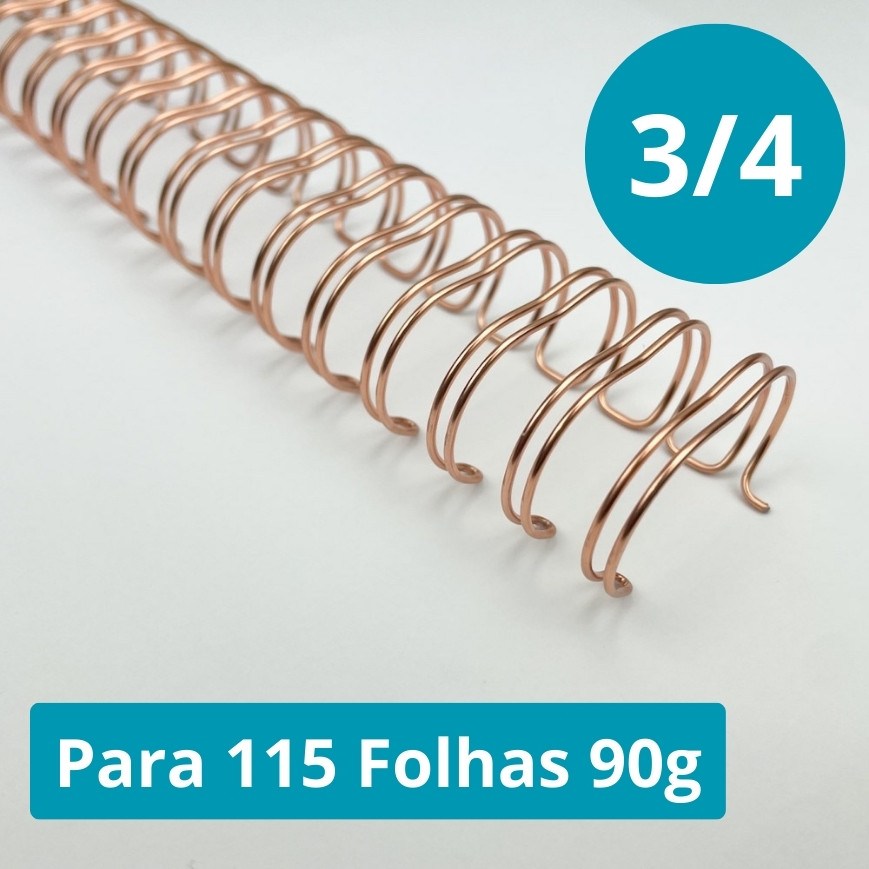 Wire-o Espiral 3/4 Rose Gold 2x1 A4 23 Anéis - Encadernação Profissional