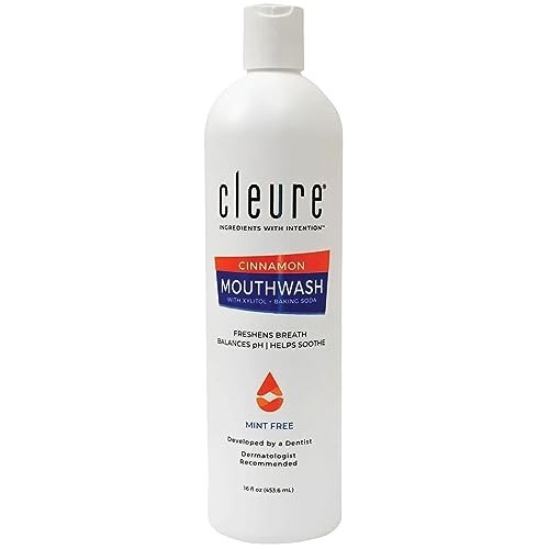 Cleure Alcohol Free Mouthwash with Xylitol and Baking Soda, Cinnamon, 16 oz
