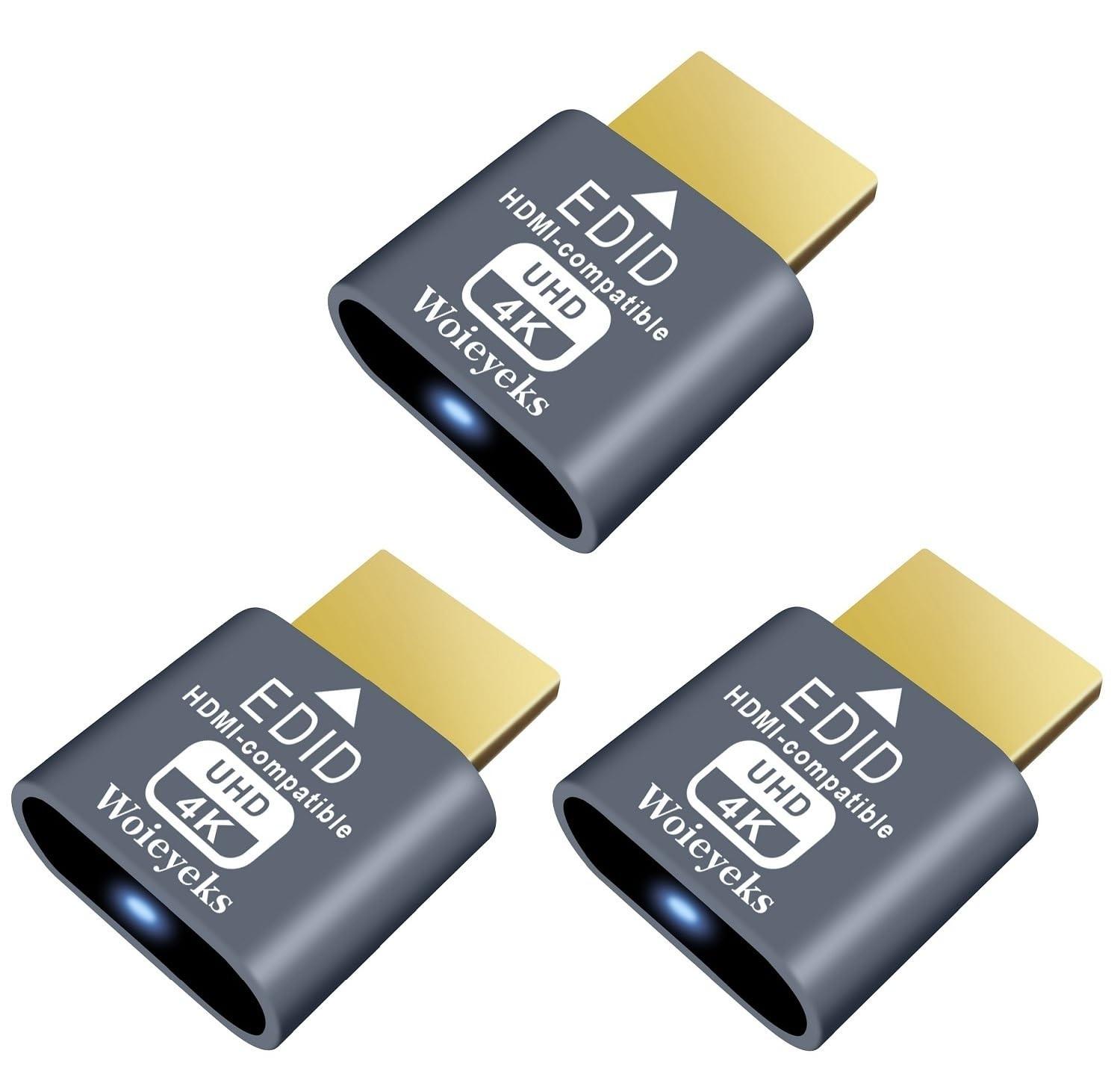 Woieyeks: Pacote com 3 Plugues Falsos HDMI 4K HDR para Monitor Virtual e Tela Headless