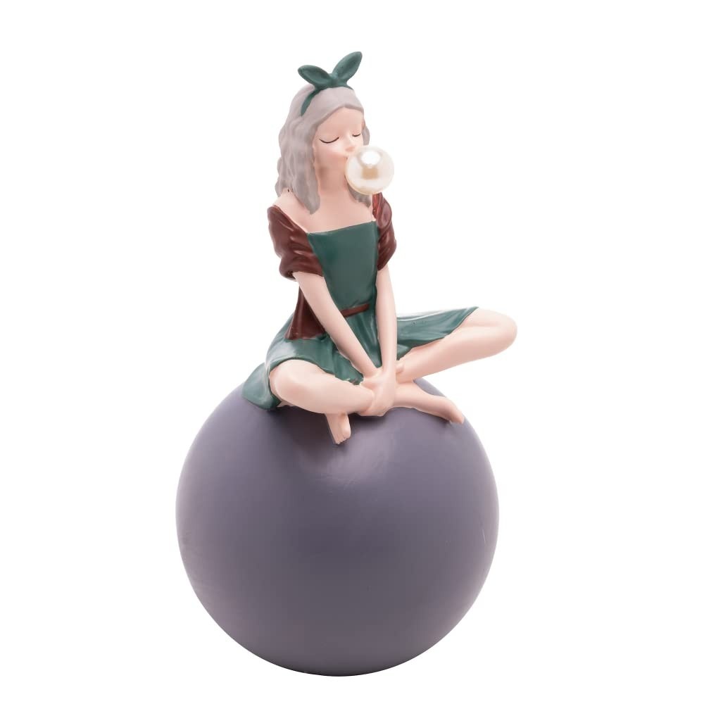 Figura Decorativa Boneca com Bola de Resina Cinza 9,5x9,5x18cm - Wolff | Decoração Elegante e Moderna