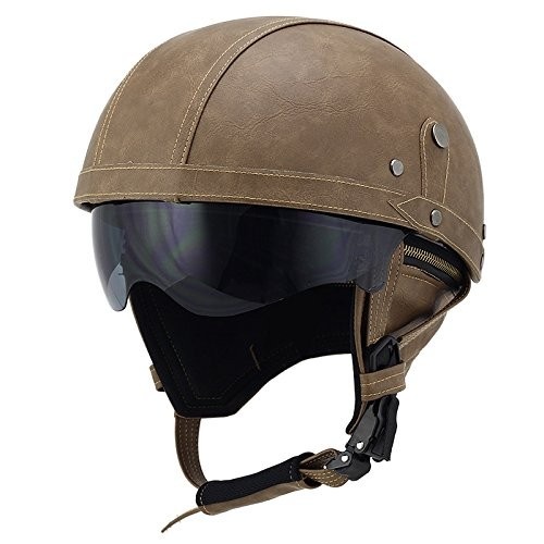 Capacete Moto Vintage Woljay Marrom - Estilo e Segurança Certificada DOT