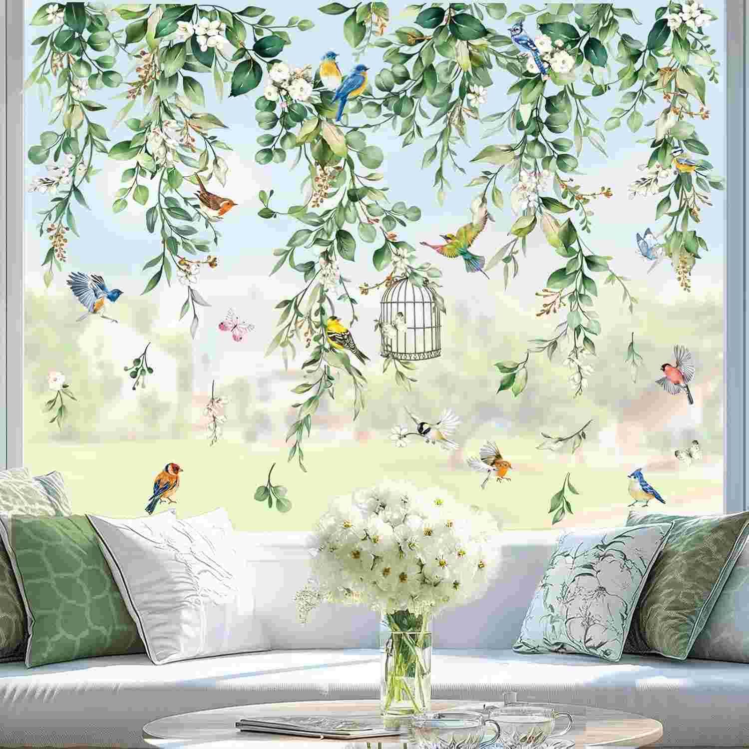 Adesivo de Janela Eucalipto Wondev - Decore com Estilo e Proteja Pássaros