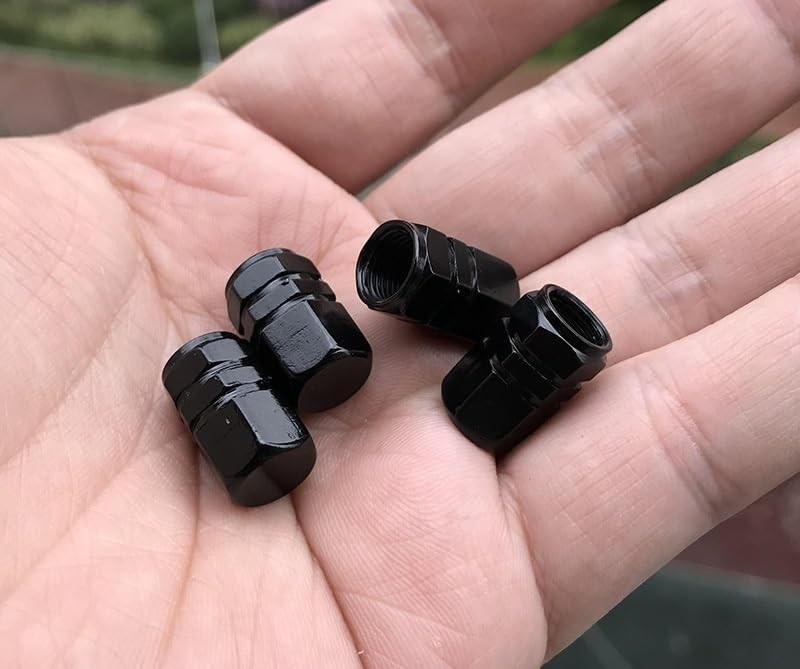 Kit 4 Tampinhas Válvula Pneu Carro e Moto Liga de Alumínio Worth Karbox Preto