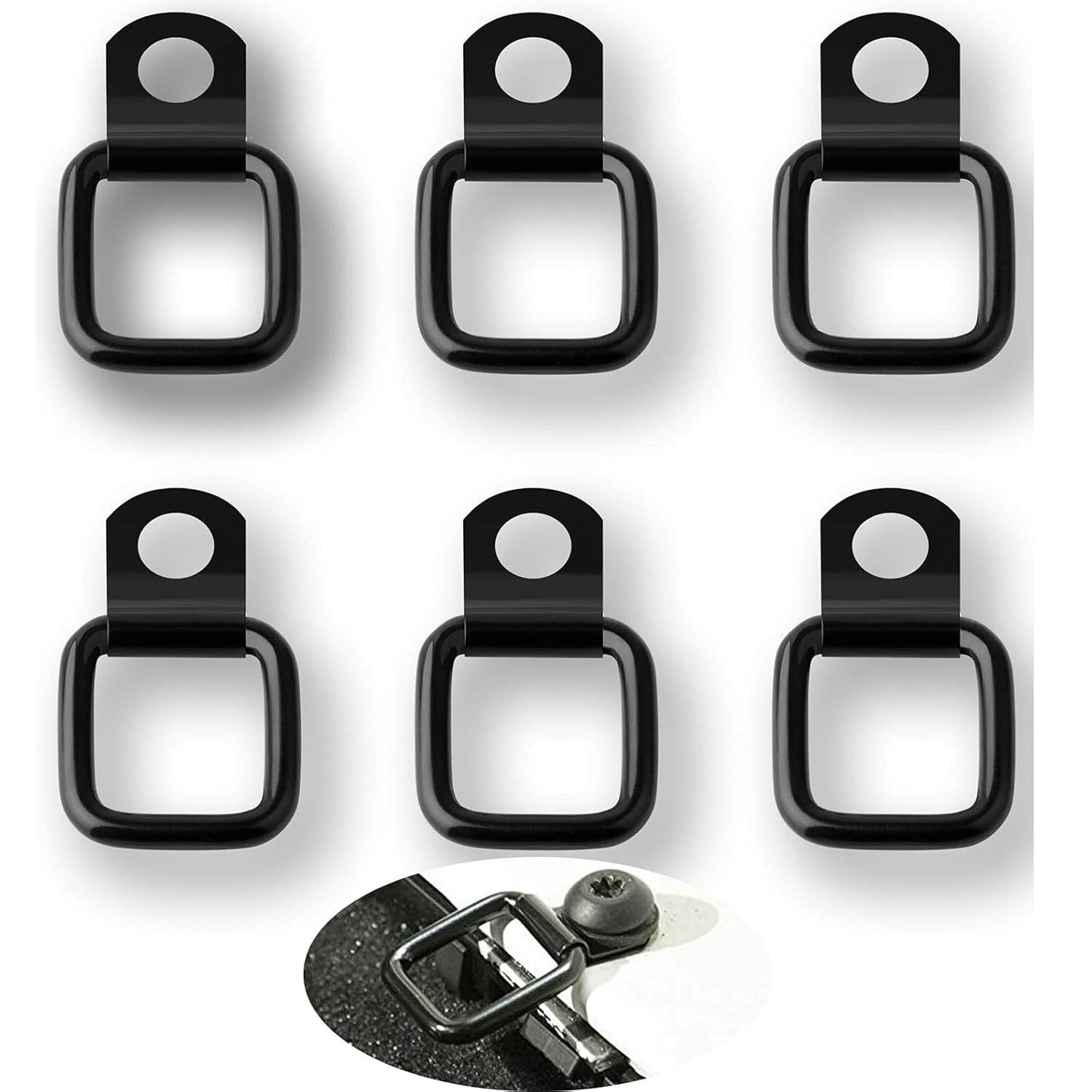 Kit 6 Âncoras de Amarração para Jeep Wrangler JL JT JK TJ YJ LJ (1995-2022) - Segurança e Praticidade