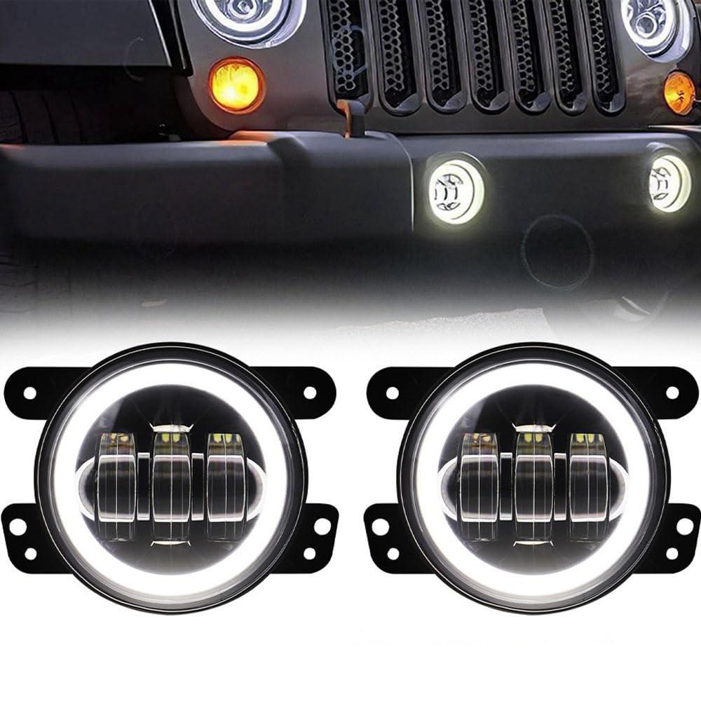 Faróis de Neblina LED 4" 30W Redondos para Jeep Wrangler JK (2007-2017) - Visibilidade Superior