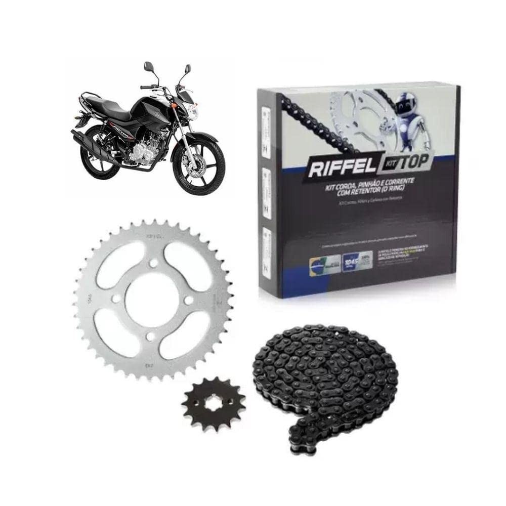 Kit Relação Moto Factor 150 (16, 18) 39Z X 14Z com Corrente Oring 428HO 124L - Riffel