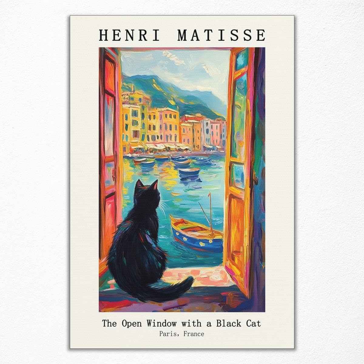 Arte de Parede Matisse com Gato Preto - Reprodução Clássica em Tela 40,6 x 61 cm