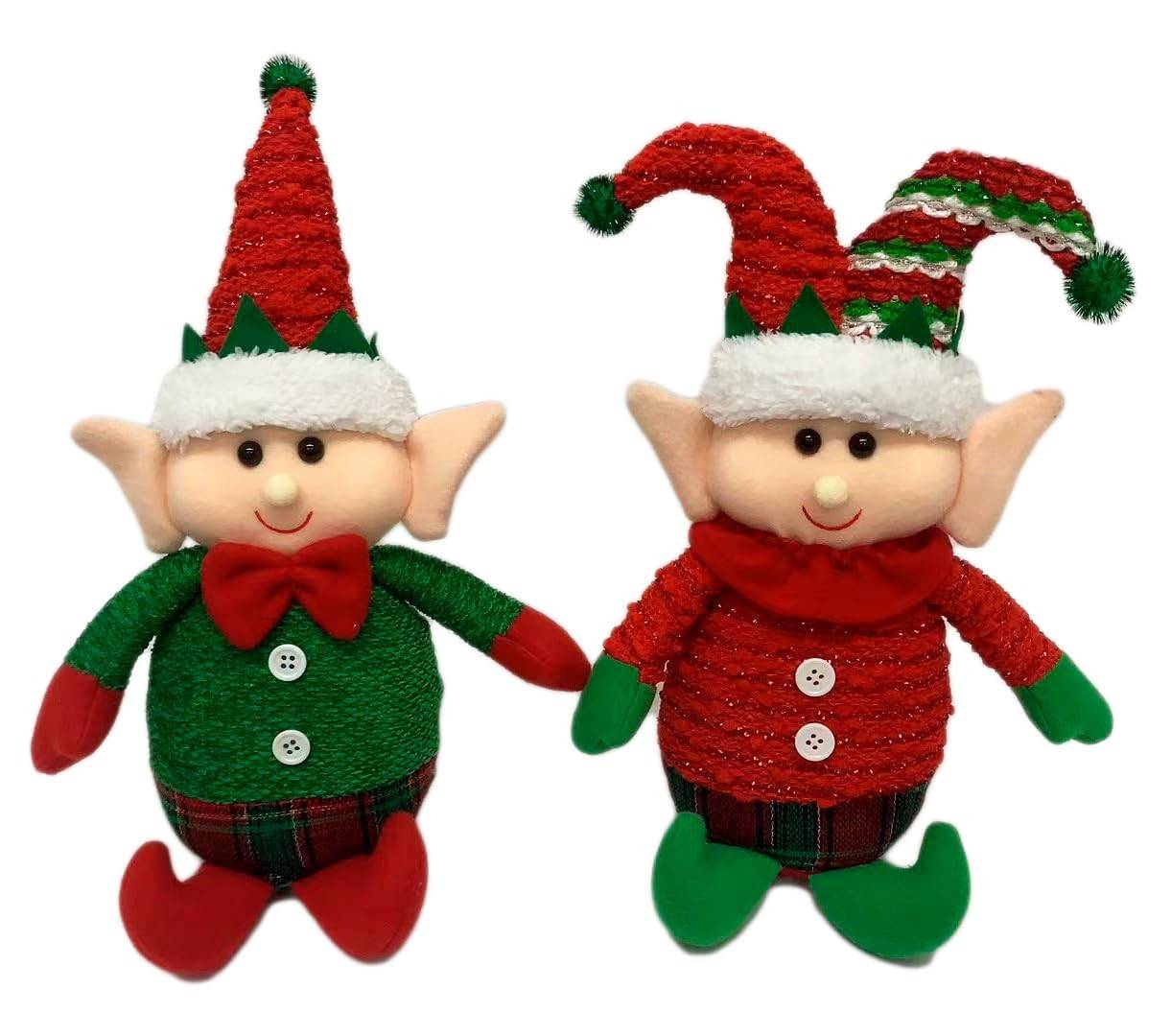 Enfeite Natalino Duende Sentado Xadrez - Decoração Encantadora para o Natal