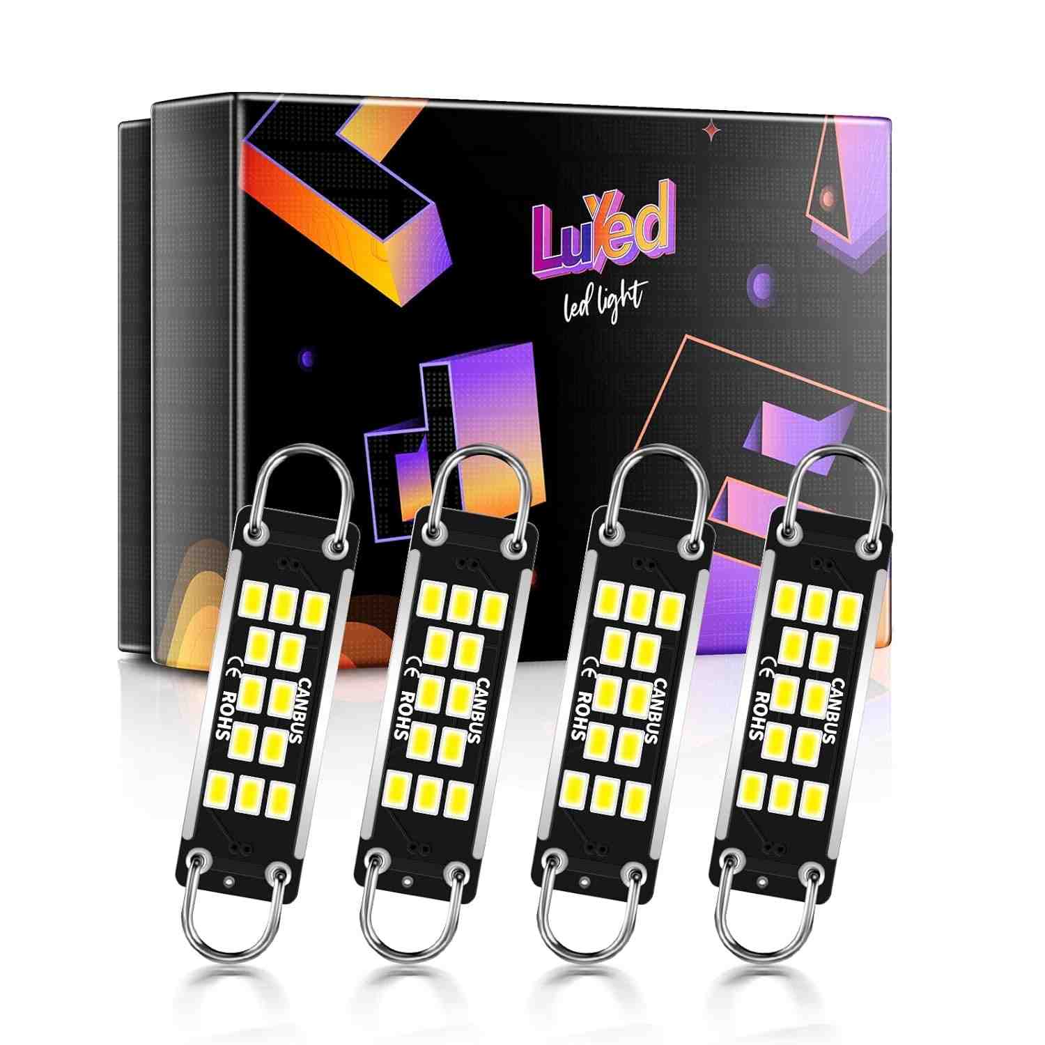 LUYED LED Super Brilhante 44mm: Iluminação Xenon Branca para seu Carro (Pacote com 4)