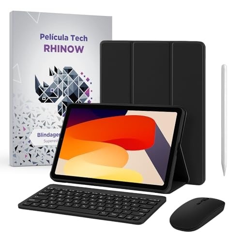 Kit Capa Preta Slim para Xiaomi Redmi Pad SE 11": Película de vidro + Caneta Precision + Teclado e Mouse (Rhinow)