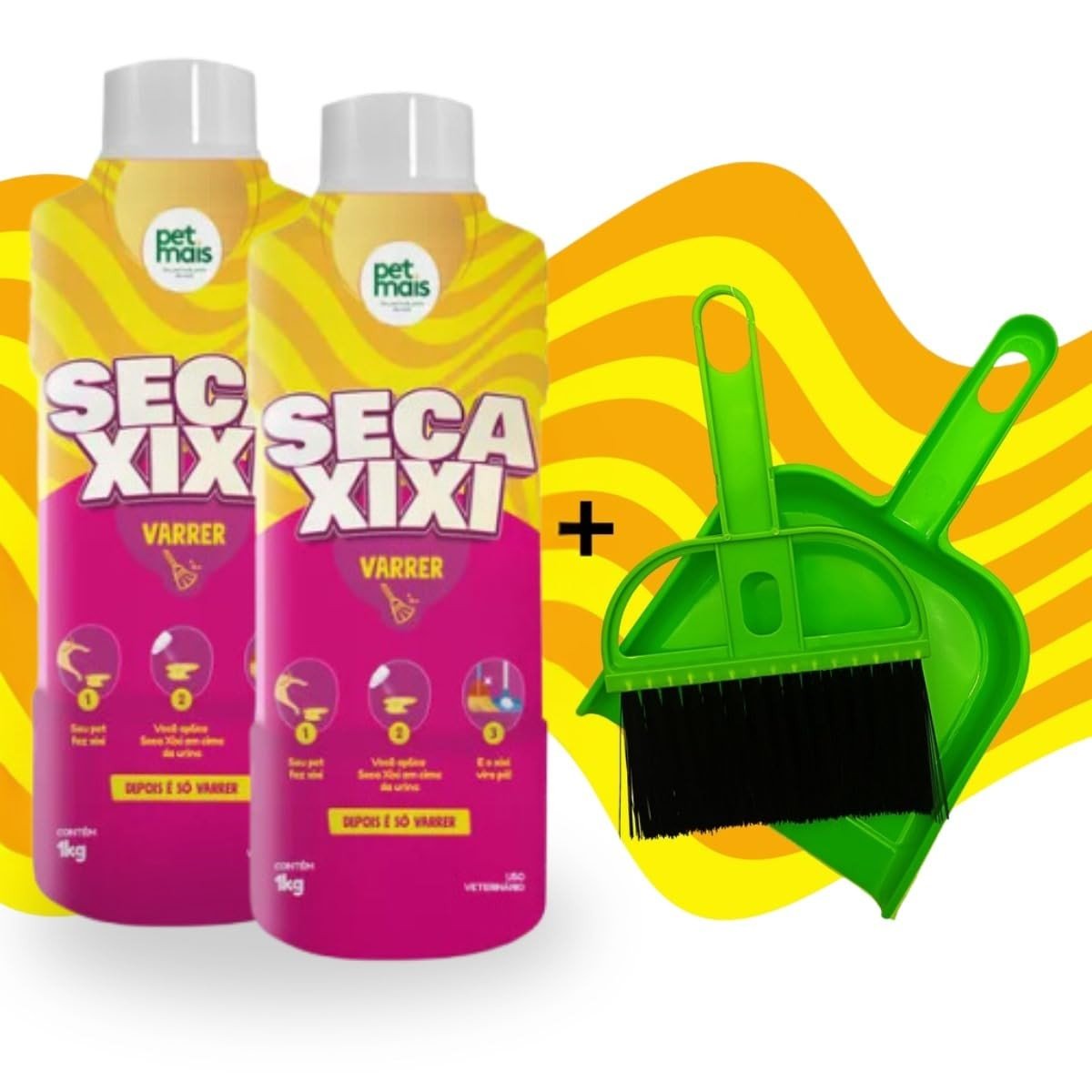 Kit Seca Xixi 2kg com Mini Pá e Vassoura - Absorção Rápida e Aroma Floral