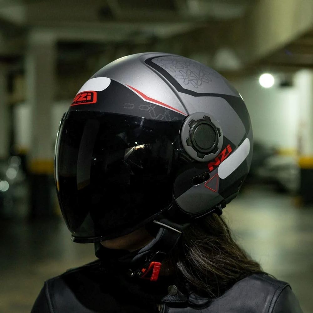 Capacete Nzi Ringway Duo Xtrainer Cinza/Vermelho Fosco: Estilo, Segurança e Conforto para Sua Pilotagem