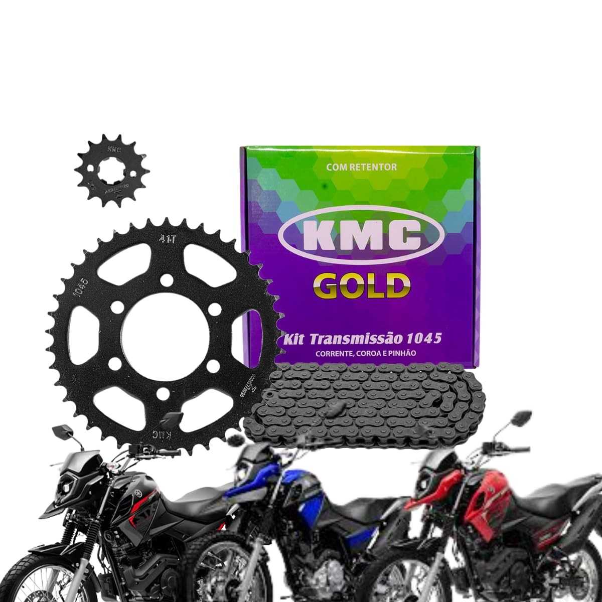 Kit Relação Transmissão KMC Gold XTZ Crosser 150 (2015-2025) com Retentor