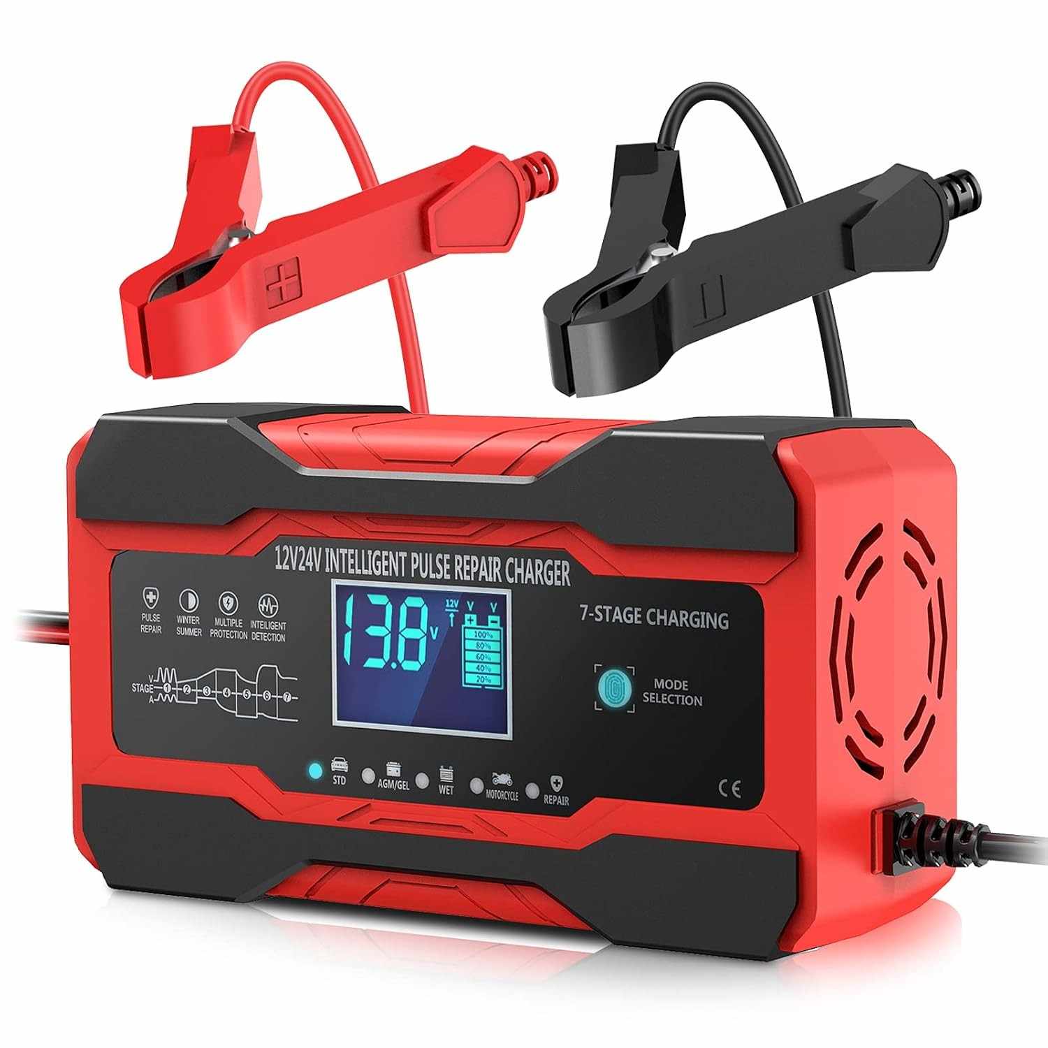 Carregador de Bateria Inteligente YONHAN 10A 12V/24V: Mantenha seu Carro Sempre Pronto!