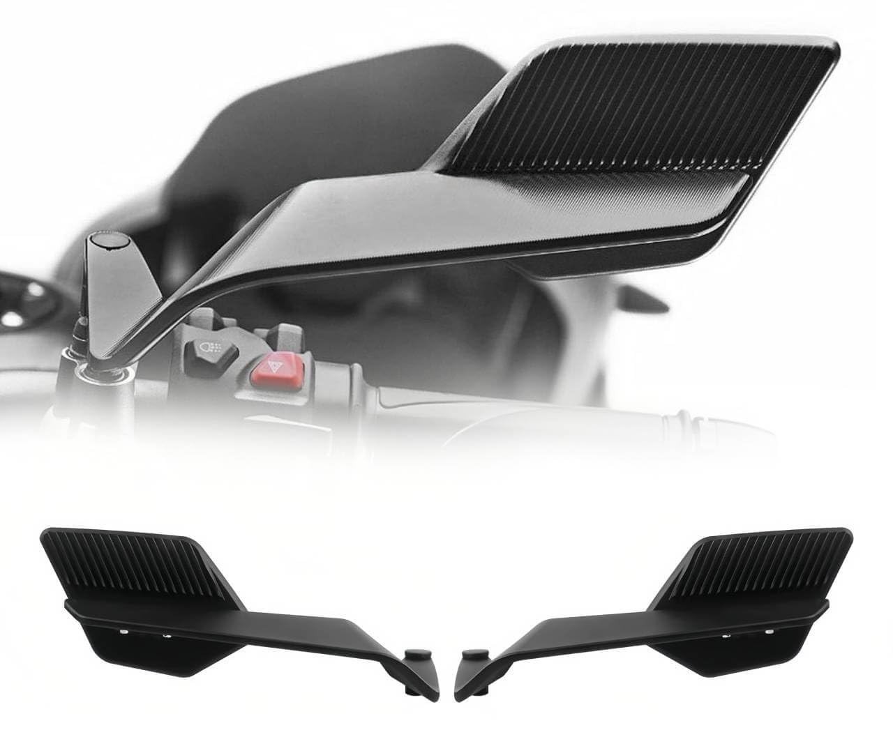 Espelhos Retrovisores Moto 360° Rotativos para Kawasaki Z900, Z650, Z1000, Duke 390/690/790/1290 e Mais - Estilo Asa de Vento Ajustável