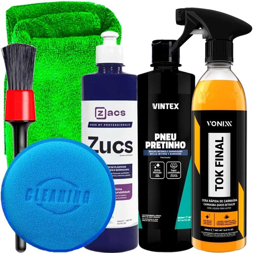 Kit Completo Vonixx & Zacs: Pneu Pretinho, Tok Final, Restaurador Plástico e Acessórios Karbox