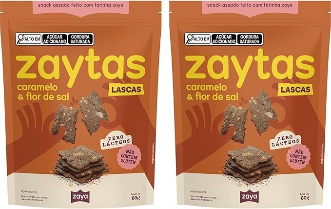 Zaya, Kit 2 Zaytas Caramelo & Flor De Sal Snack Lascas De Brownie S/Glúten Lactose 80g