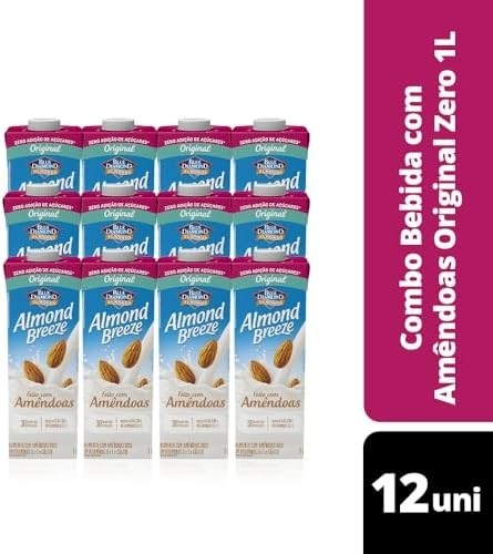 Pack de Alimento com Amendoa Almond Breeze Original Zero Açúcar 1L - 12 Unidades