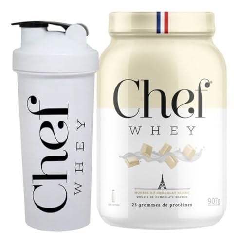 Chef Whey Zero Lactose (907g), Mousse de Chocolate Branco + Coqueteleira