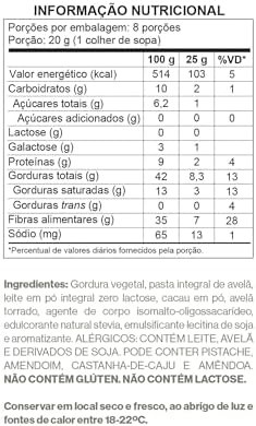 Creme de Avelã com pedaços de Avelã - Zero Adição de Açúcares, Lactose e Glúten - Luckau - 160g