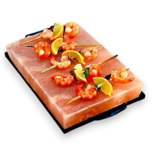 Zestiq Foods Bloco de sal do Himalaia para cozinhar e grelhar – Laje de pedra rosa para bifes, churrasco e pedra quente – Prato de sal de 30 x 20 cm para cozinha e grelhar ao ar livre, bifes, frutos