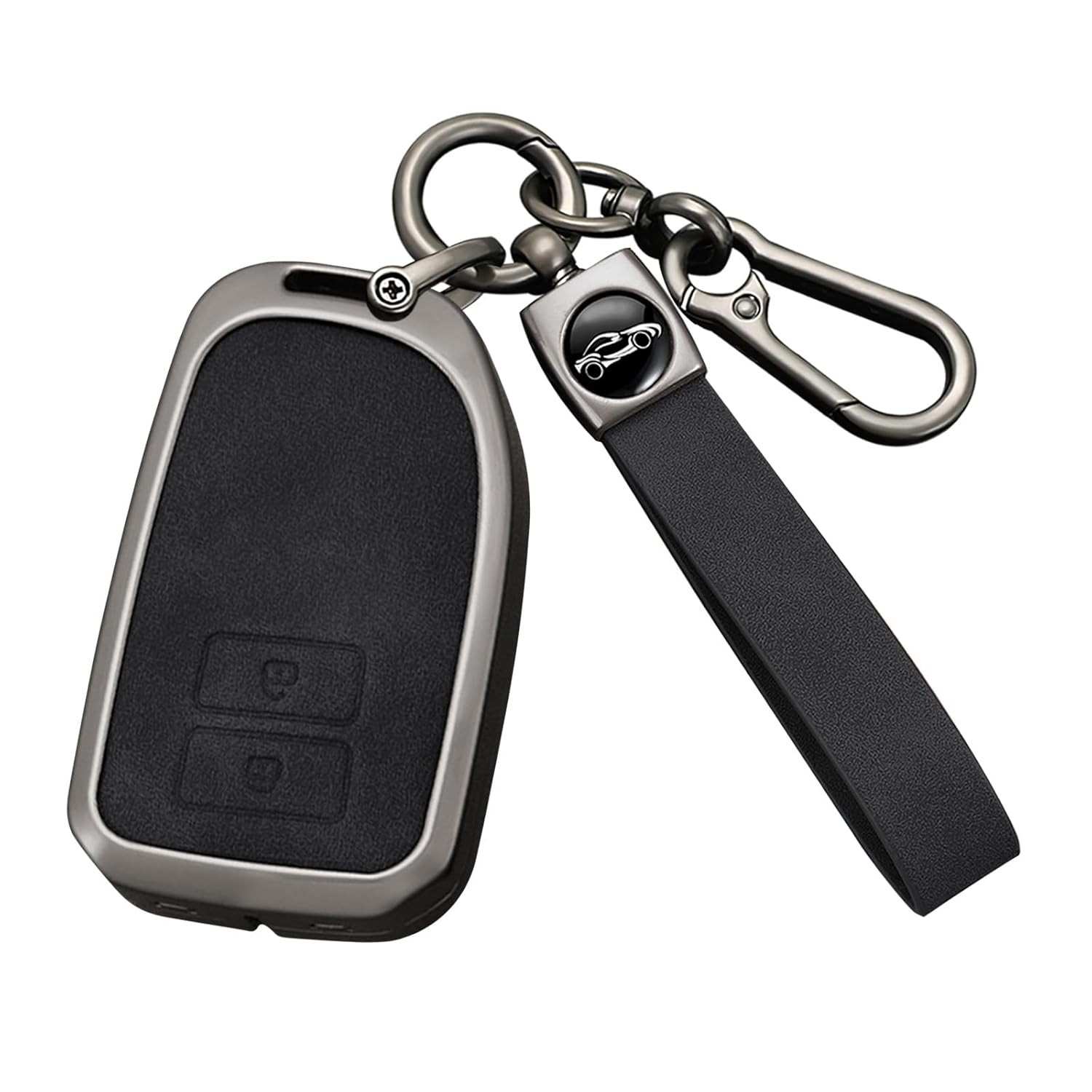Capa de Chaveiro Premium Couro e Liga de Zinco para Toyota Aygo, Yaris, Hiace (2 Botões)