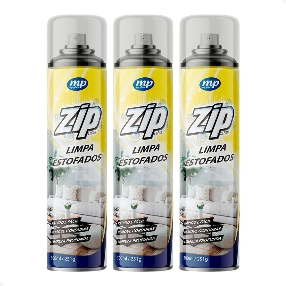 Kit 3 Espuma Limpa Estofados Zip 300ml - Limpeza Profunda Sem Enxágue